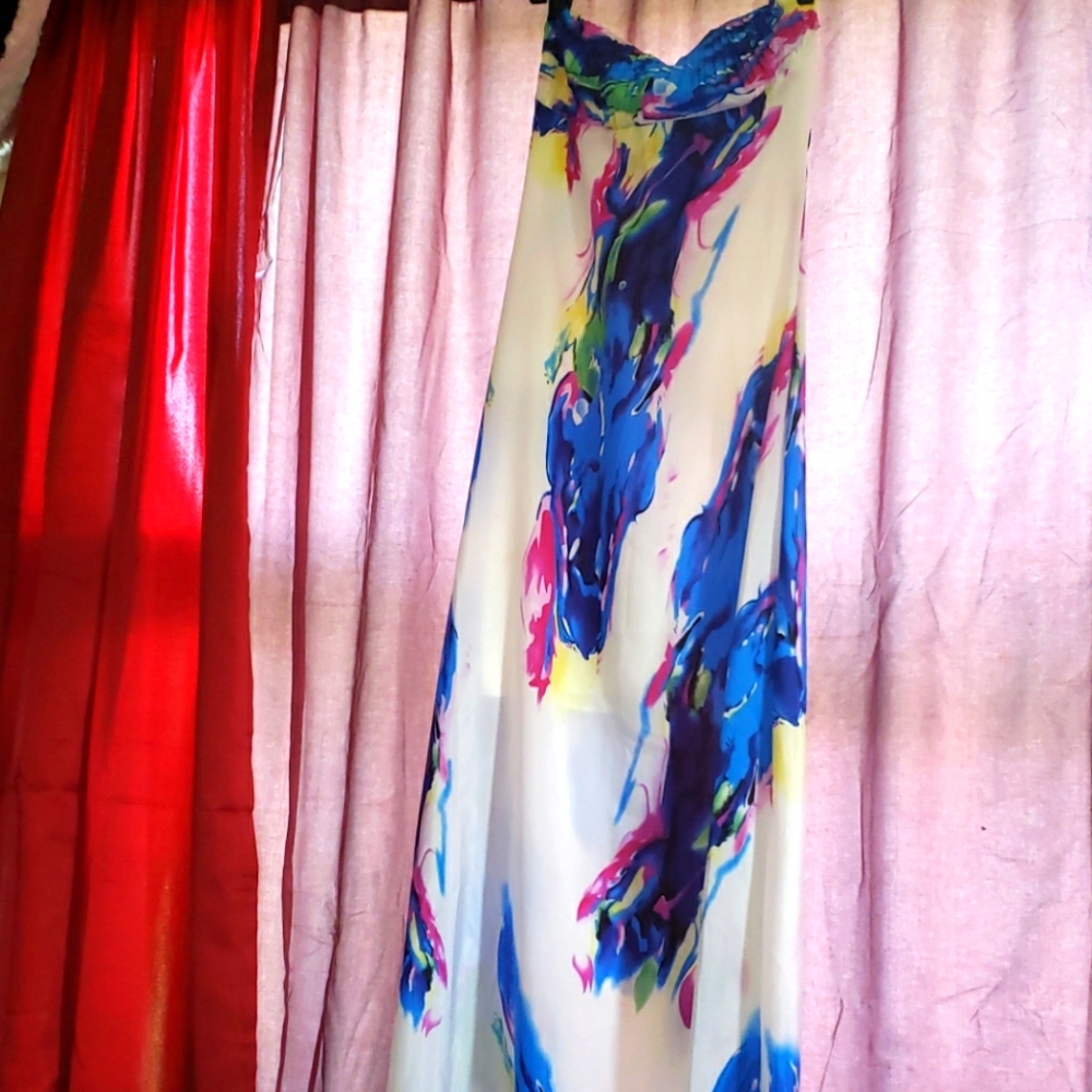 White Strapless Dress with Splash of Color